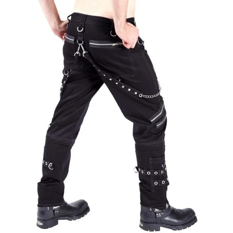Punk Rock Perforated Goods Bondage Straight-leg Trousers Cross-border Foreign Trade Personalized Casual Pants Men's Gothic Pants