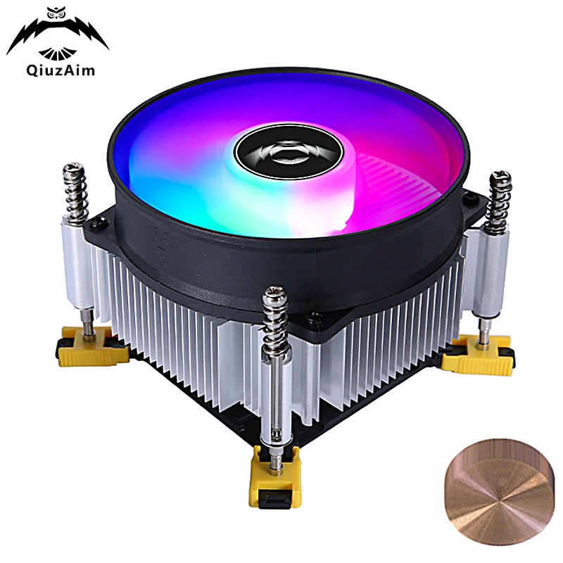 QiuzAim PC Efficient Copper Core Radiator Cooler Fan 4Pin/PWM Air-cooling installation LGA775 1150 1151 1155 1156 1200 1700 1366