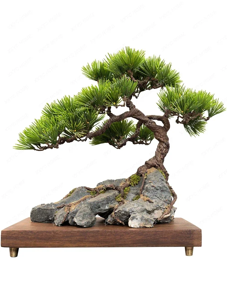 Brass Foot Simulation Pine Beauty Pine Tree Bonsai Black Pine Arborvitae Desktop Decoration