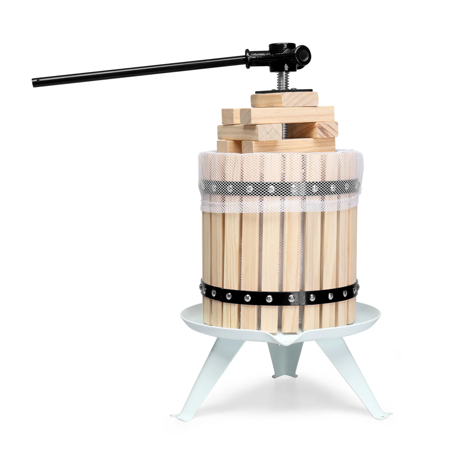 3.17 Gallon Fruit Wine Press,Wood Basket Wine Making Press with 6 Blocks,12 Liter Cider Apple Grape Crusher Manual Juice Maker