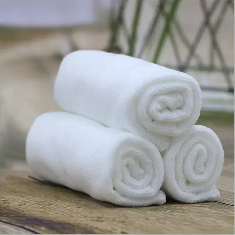 5PCSWhite Soft Microfiber Fabric Face Towel Hotel Bath Towel Wash Cloths Hand Towels Portable Multifunctional Cleaning Towel
