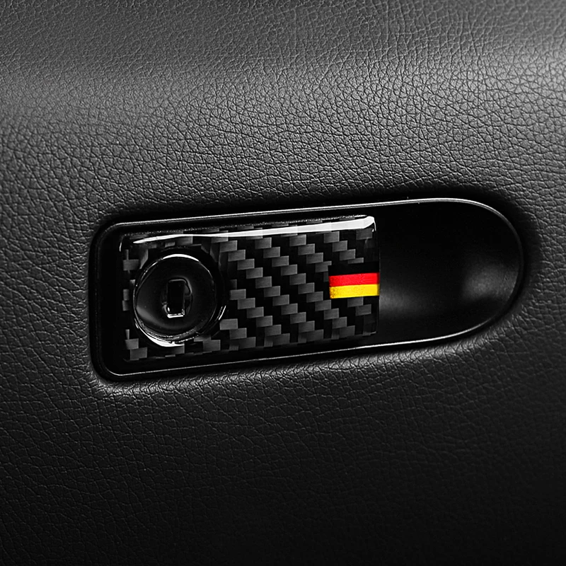 Car Carbon Fiber Passenger Side Glove Storage Box Handle Cover Decor Trim For Mercedes Benz C Class C180 C200 C300 GLC260 W205