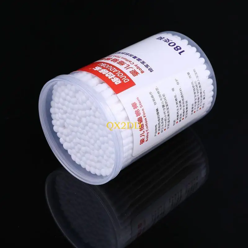 QX2D 180xDual-use Paper Cotton Swab Baby Clean Ear Mouth Ear Nose Belly Button - Image 2