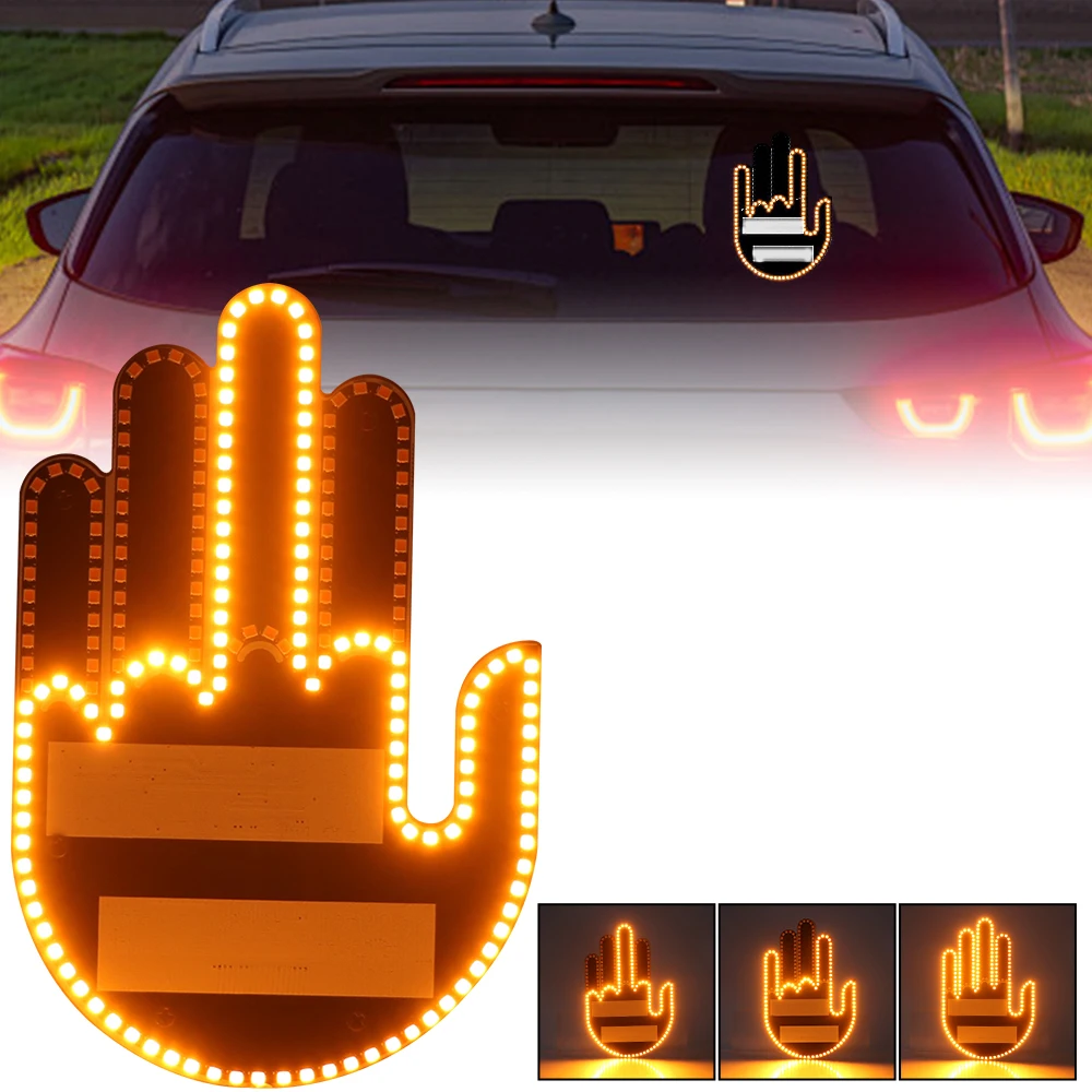

LED Lighting Gesture Light Car Finger Light Strip Remote Control Middle Finger Gesture Palm Light Car Accessories