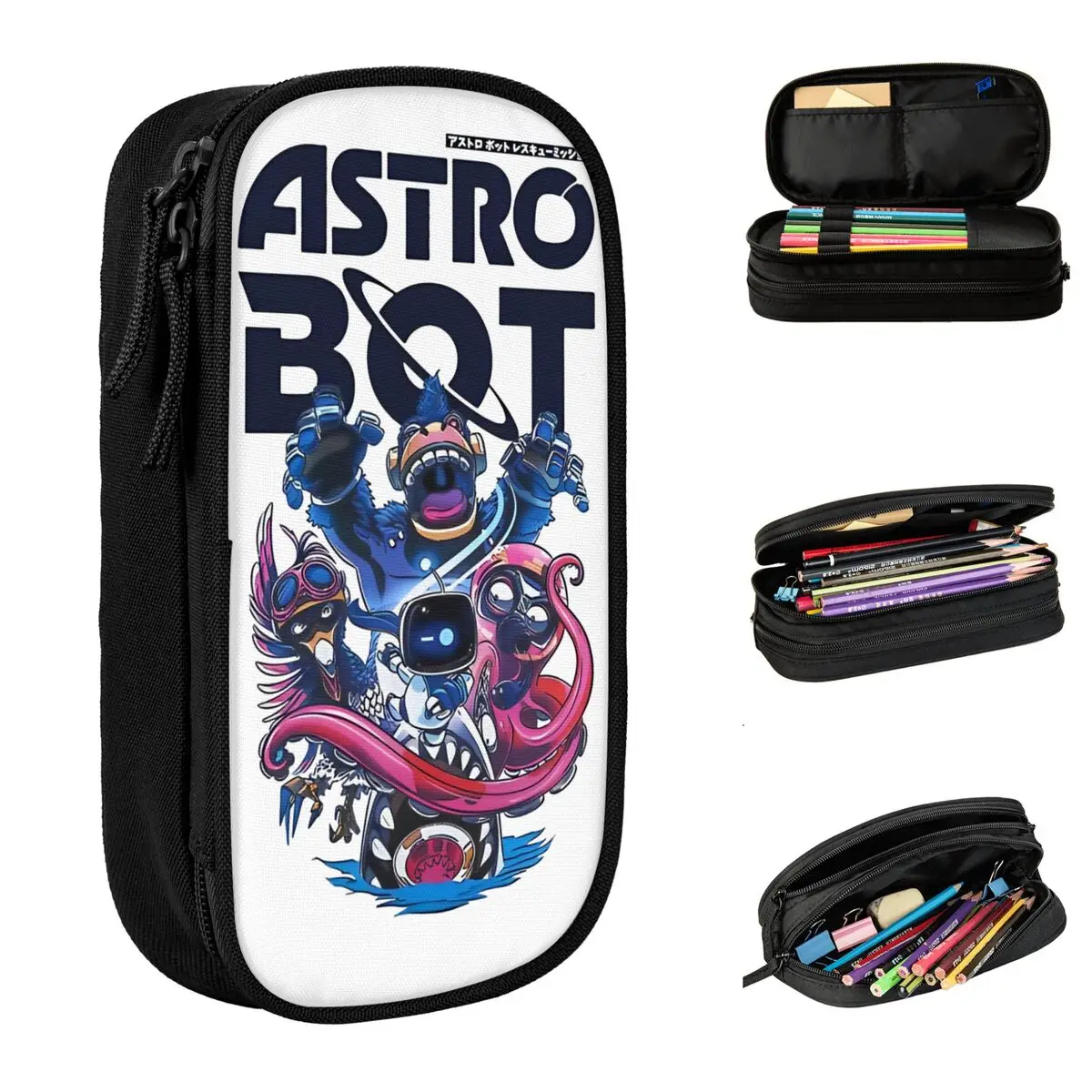 A-Astro-Bot Game Robert Pencil Cases Fashion Cartoon Funny Pen Holder Bag Girls Boys Large Storage School Supplies Pencil Pouch