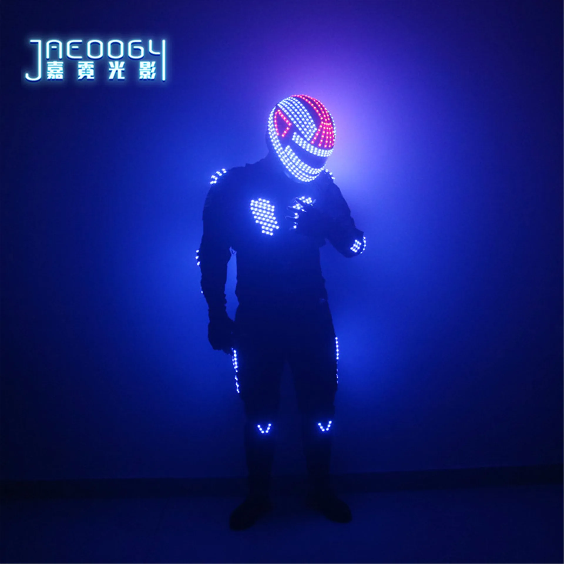 LED Robot Cosplay Costume for Men, RGB Glowing Jacket, Dancer Wearing Cosplay, Laser Gloves, Man Lighting Up Costume