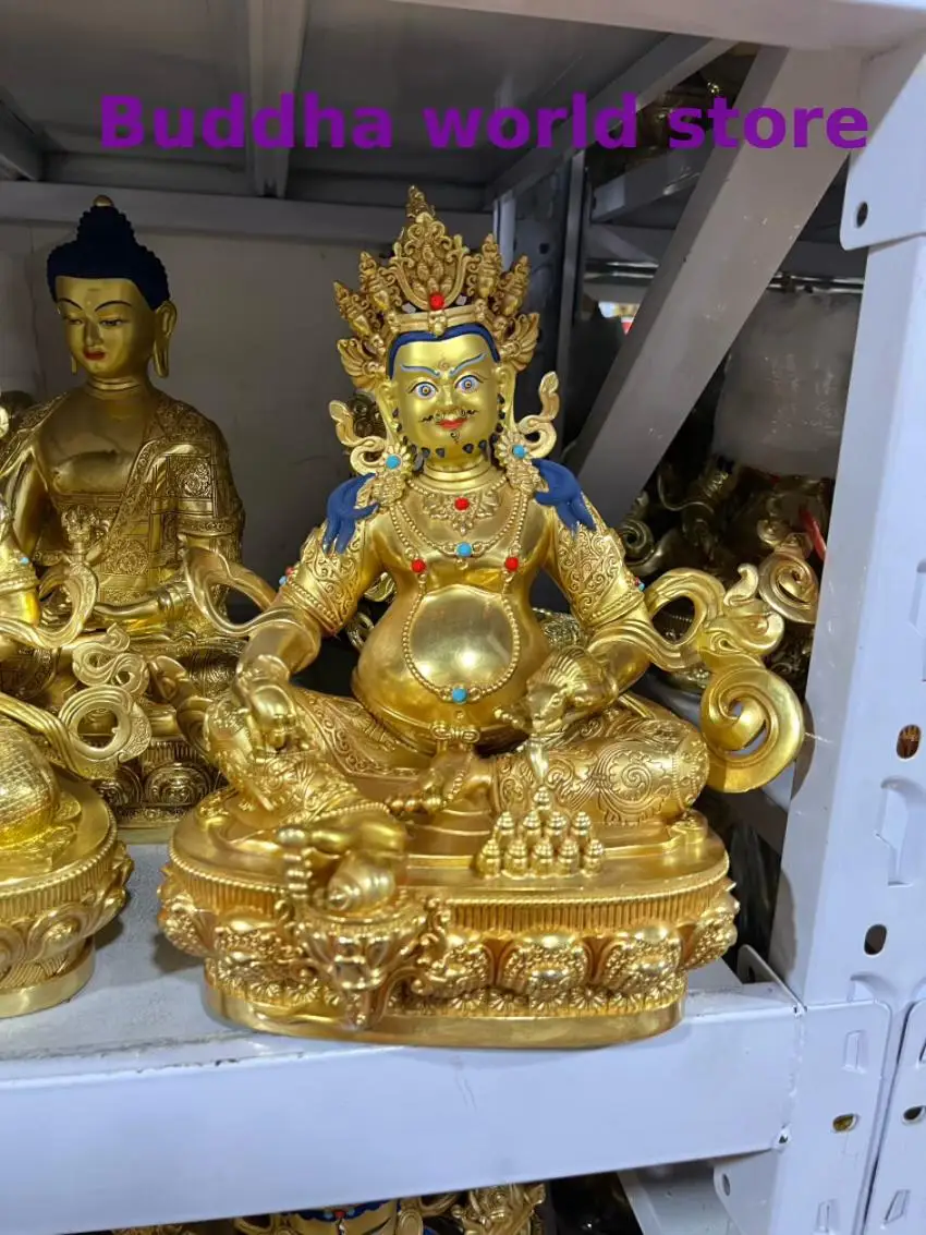 30cm large Tibet Thailand High quality copper Tantric Yellow Jambhala buddha the god of wealth Temple home Family Effective