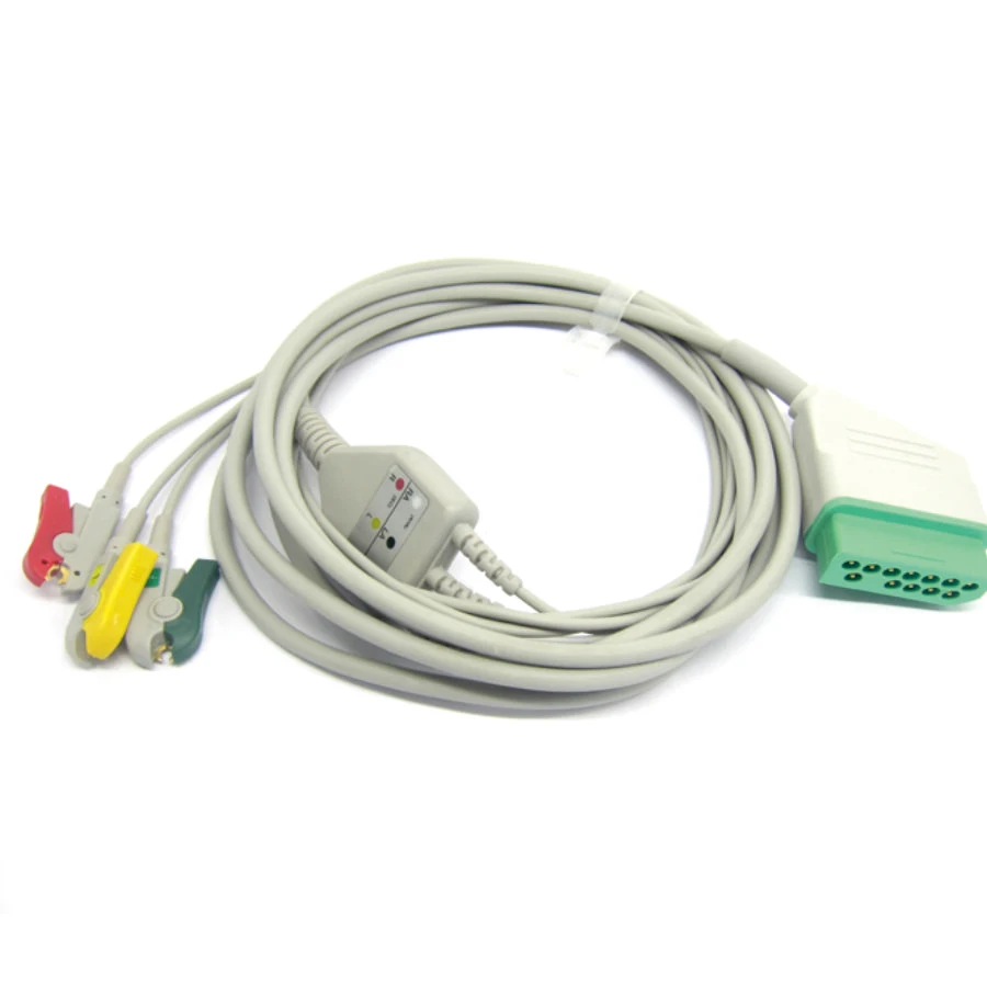 High quality  Medical Monitor ECG Cable Snap  slip Leadwires 5 Leads Compatible with NIHON KOHDEN