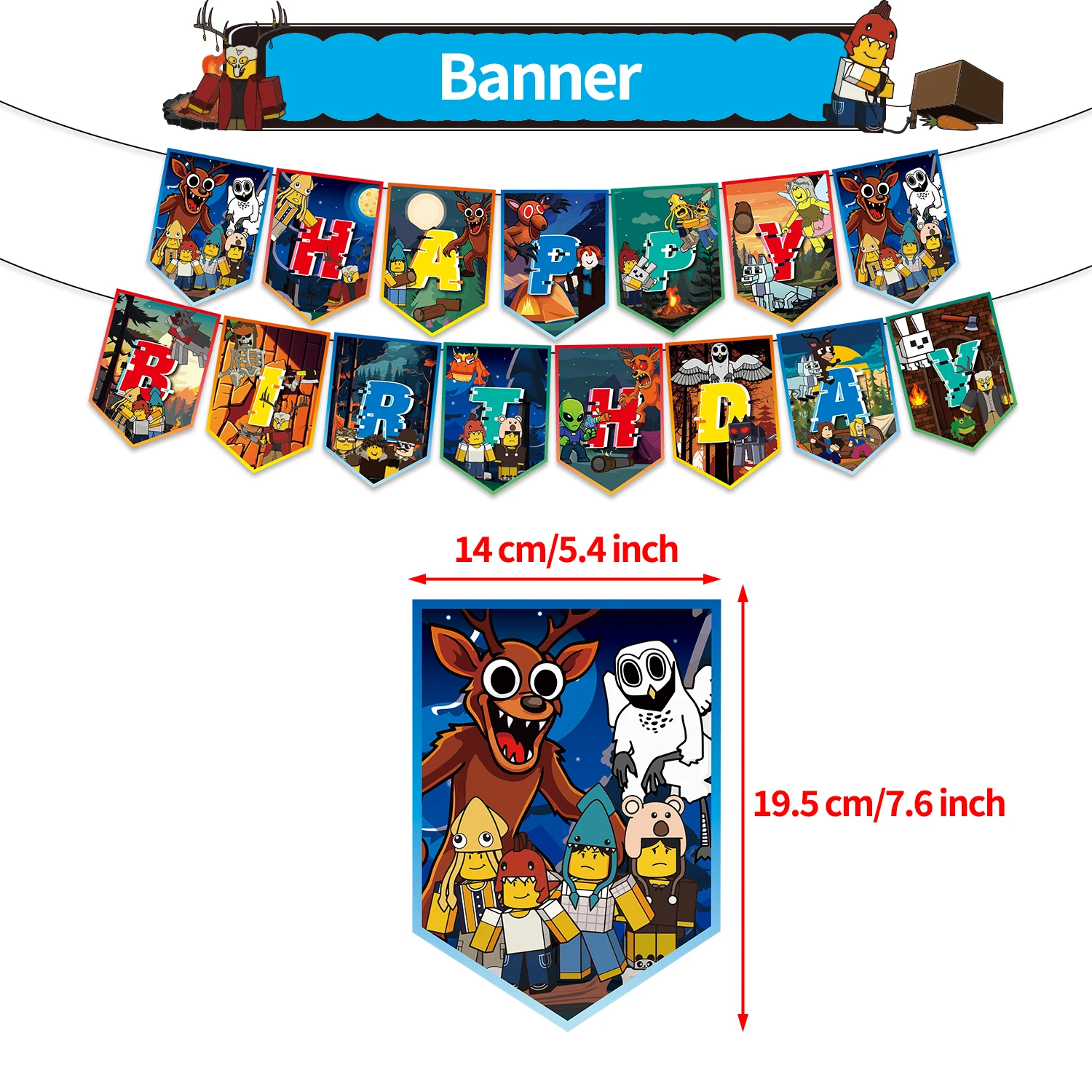 Heiße 99 Nächte im Wald Geburtstag Party Dekoration ROBLOX Flagge Banner Ballon Kuchen Topper Set Party Supplie Kind Karneval Geschenk