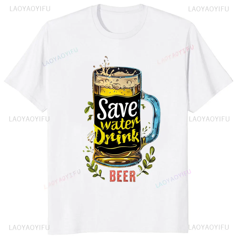 Oktoberfest Cartoon Graphic O-neck Tee Beer Print Hipster Wheat Fighting Tshirt Men Cotton Breathable Vintage Fashion Streetwear