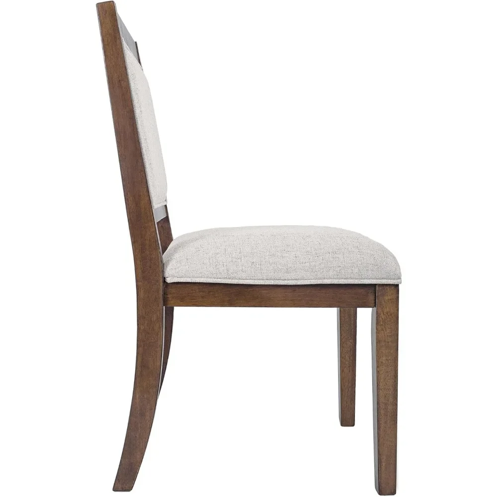 Klassieke Parsons Eetkamerstoelen, Neutrale Getextureerde Massieve Woonkamer Rug Gestoffeerde Houten Frame Eetkamerstoelen Dinning Stoel Houten