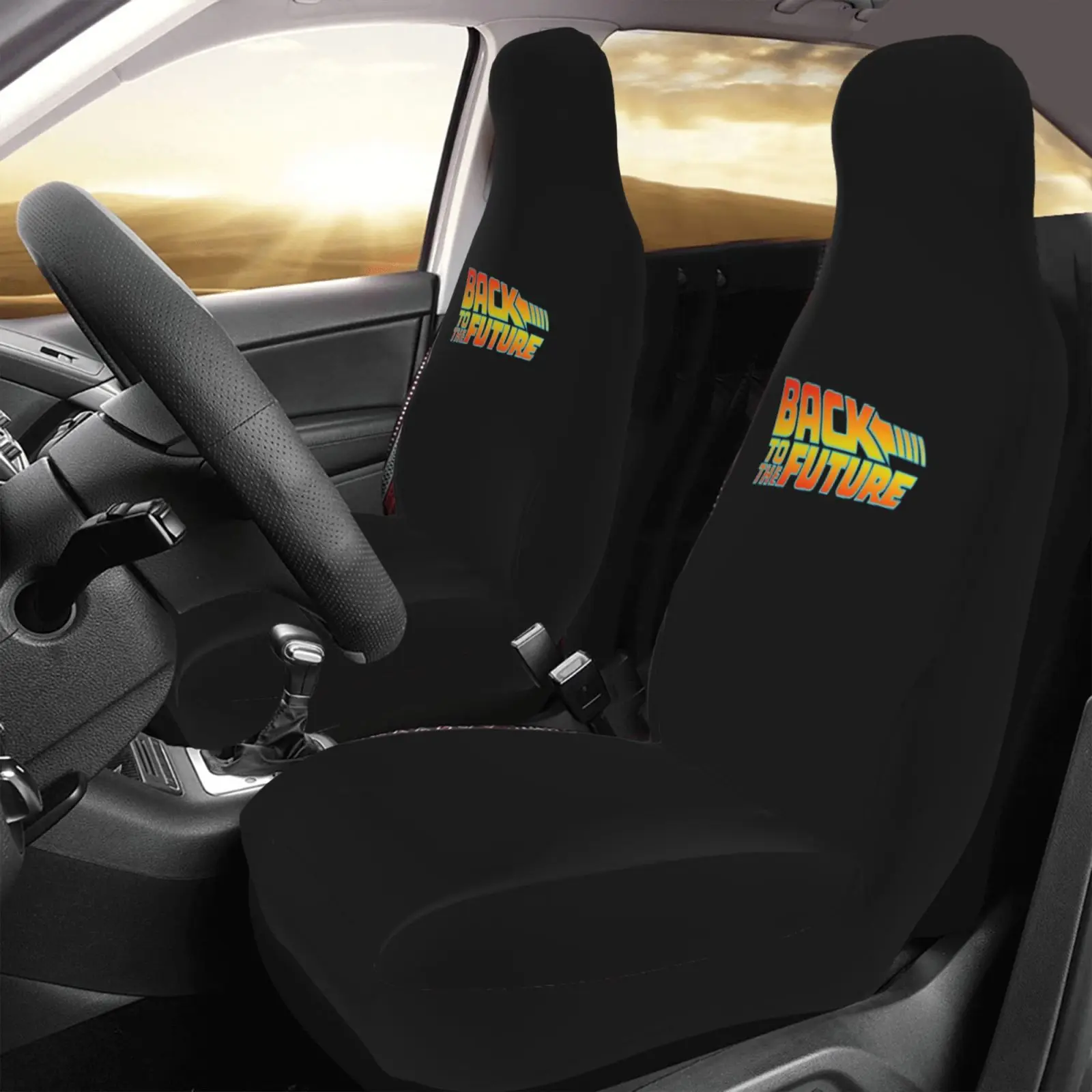 Back To The Future Printed Pattern General Motors Seat Cover Four Seasons 2-piece Set Car Seat Protective Cover Unisex