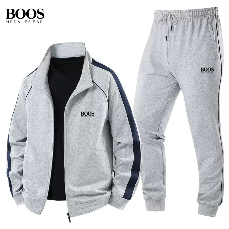 

Spring and Autumn men's high-quality casual cardigan jacket set, new outdoor sports versatile two-piece set