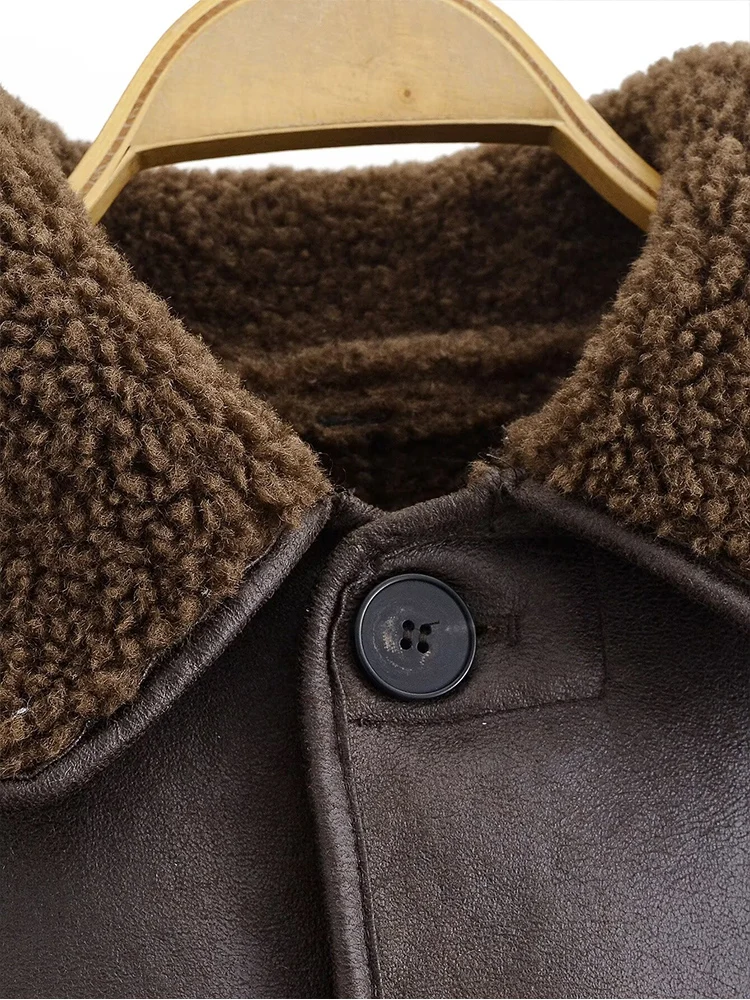 เสื้อโค้ทขนเฟอร์เทียมสีพื้นสไตล์ยุโรปสำหรับผู้หญิง แฟชั่นทันสมัย ใช้งานได้หลากหลาย ดูหรูหราและสบายๆ