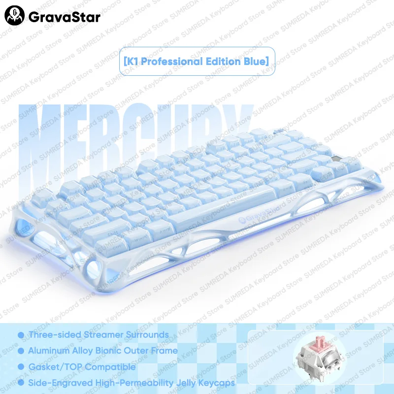 

GravaStar K1 Беспроводная игровая механическая клавиатура Blue Jelly колпачки для клавиш RGB Gaming Bluetooth 2,4G Проводная горячая замена геймерская клавиатура подарок