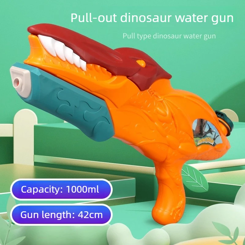 Dinosaurier-Wasserpistolen-Spielzeug, Pull-Typ, Hochdruck-Blaster mit großer Reichweite, Sommer-Party im Freien und Songkran-Wasserspielzeug für Jungen