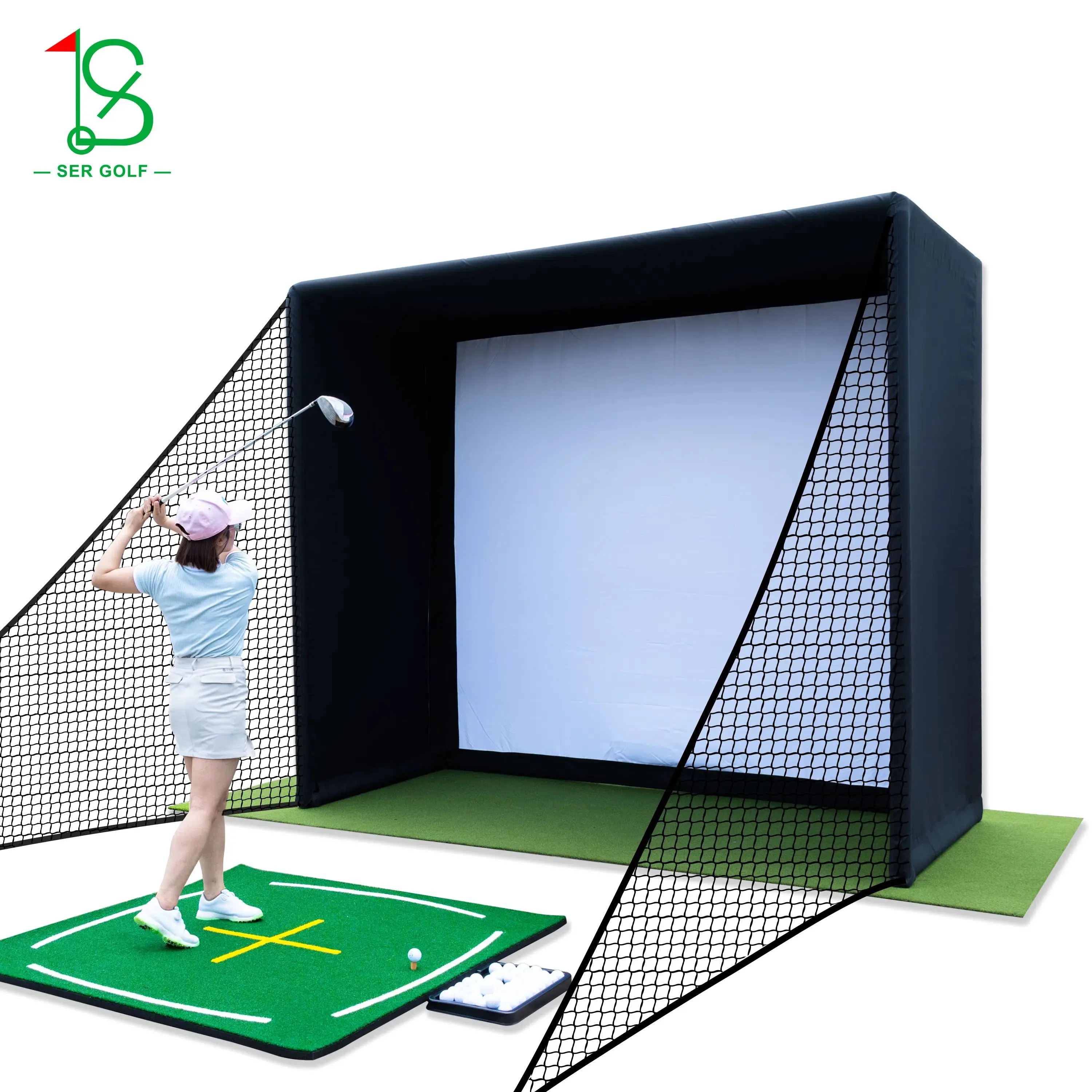 

Hot Selling Golf Simulator Enclosure Nets 10 X 8 ft with HD Impact Display Screen for Indoor Outdoor Golf Practice