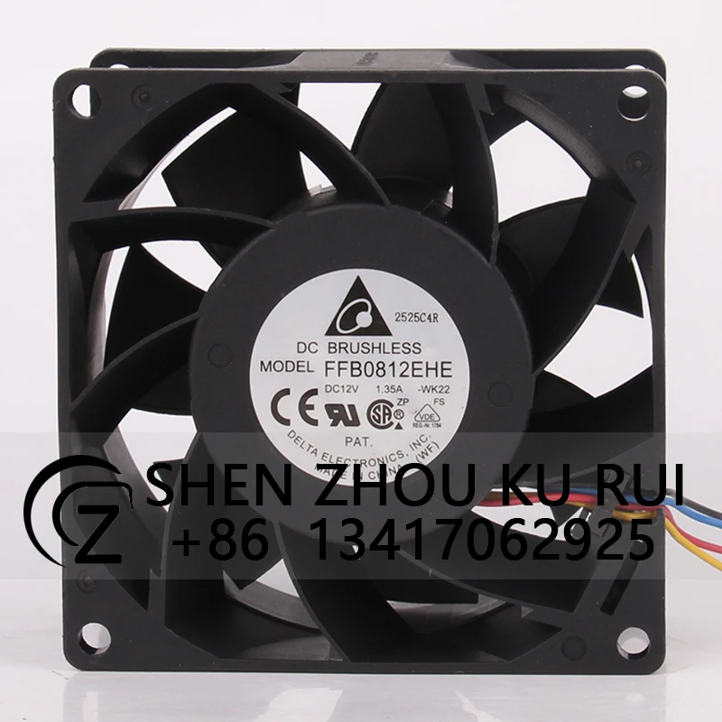 

FFB0812EHE Case Cooling Fan for Delta DC12V 1.35A 80x80x38mm 8CM 8038 4-wire Violent Double Ball Bearing Centrifugal