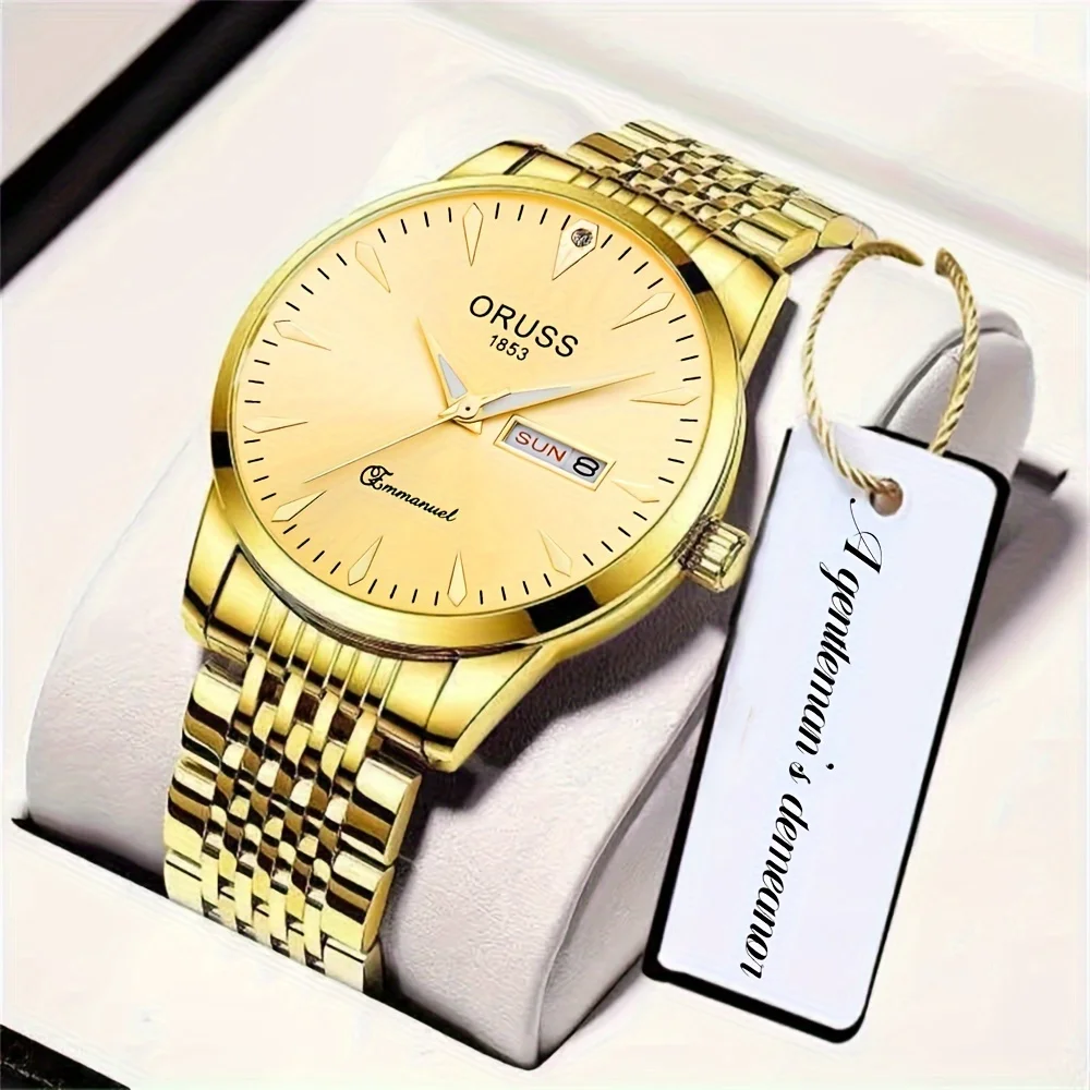 Classic Roman scale Luxury Luxury watch Atmospheric tide watch Gentleman Business Handsome personality Gold steel belt double ca
