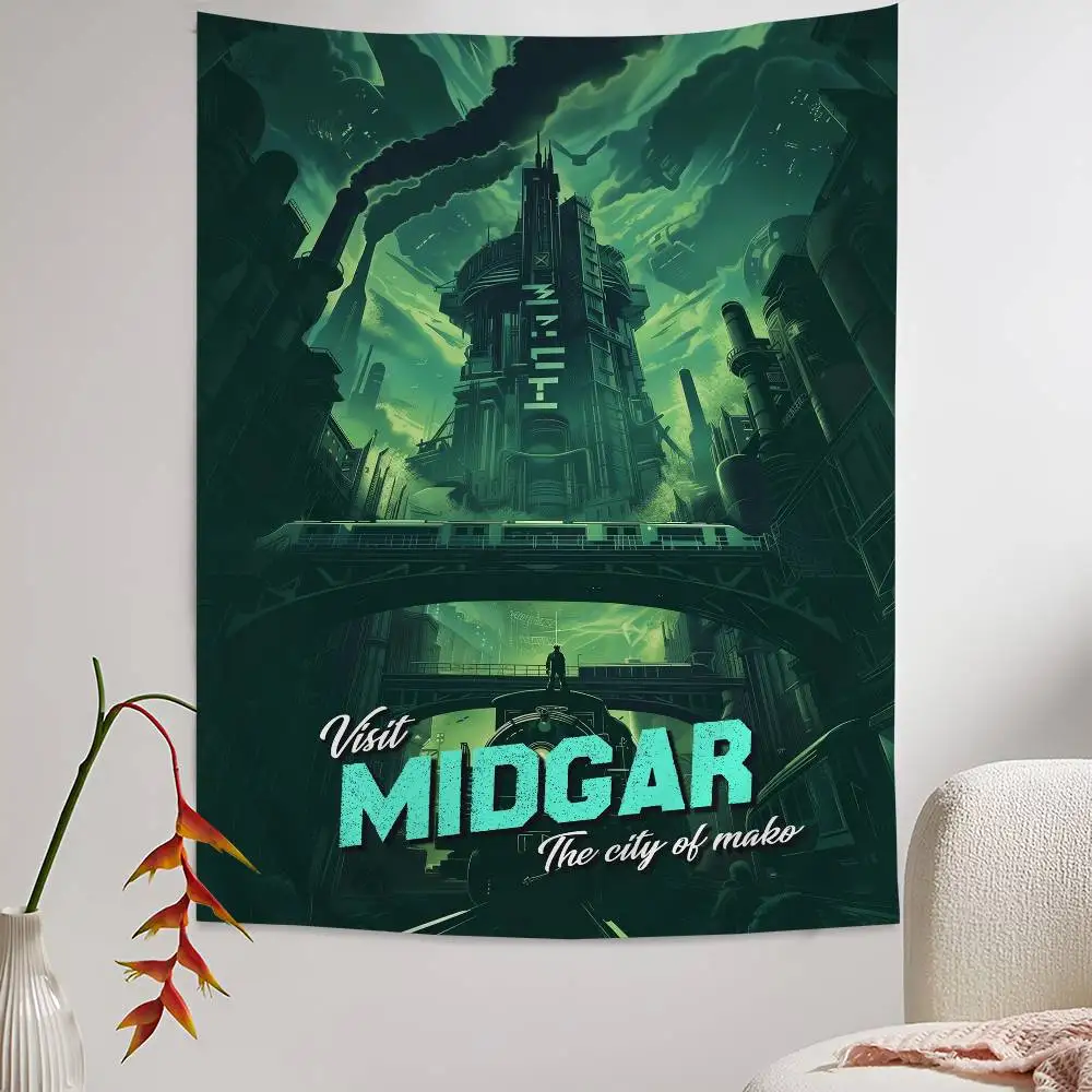 F-Final F-Fantasy سلسلة الألعاب معلقة البوهيمي نسيج معلق التارو الهبي جدار السجاد النوم جدار الشنق ديكور المنزل #1