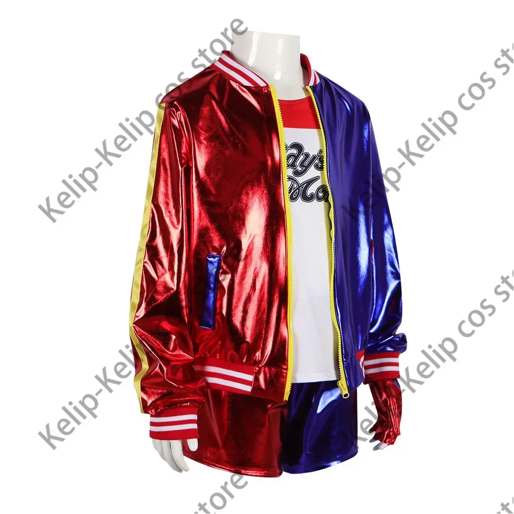 Customized Anime Adult Dress Women Harleen Costume Quinn Girl Wig T Shirt Joker Jacket Halloween Costume Kids Glove Accessories