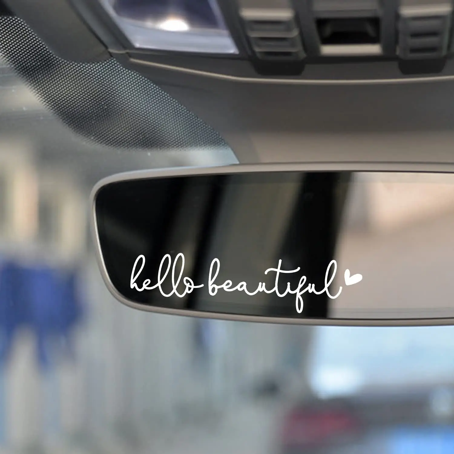 3x Hello Beautiful Rearview Mirror Decal, Vanity Mirror Stickers, Rear View Mirror Vinyl Decal,Gifts, Car Decal For Women