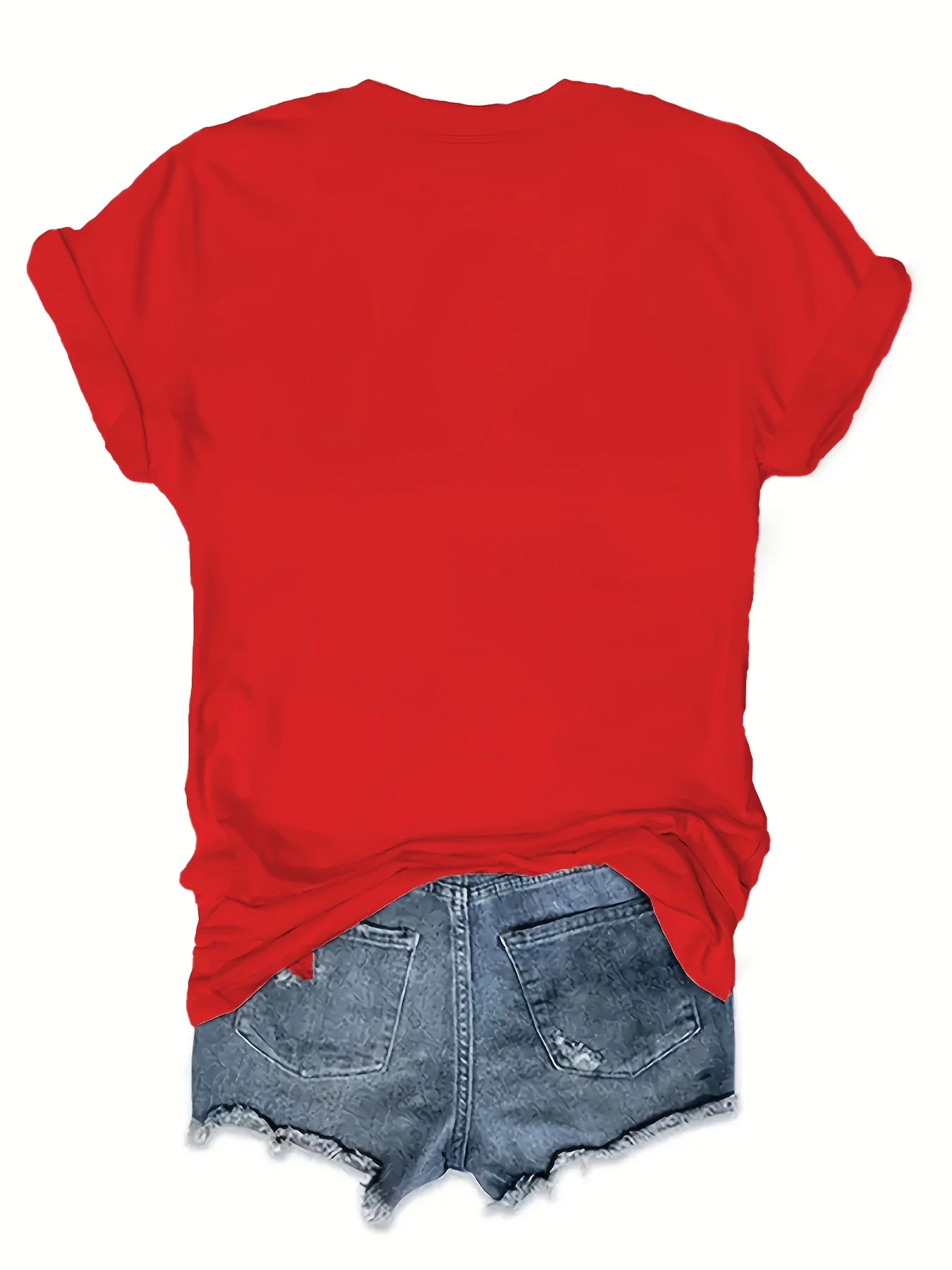 T-shirt rossa casual da donna con design a fiocco con stampa leopardata - Camicia con stampa leopardata a maniche corte e girocollo per tutte le stagioni