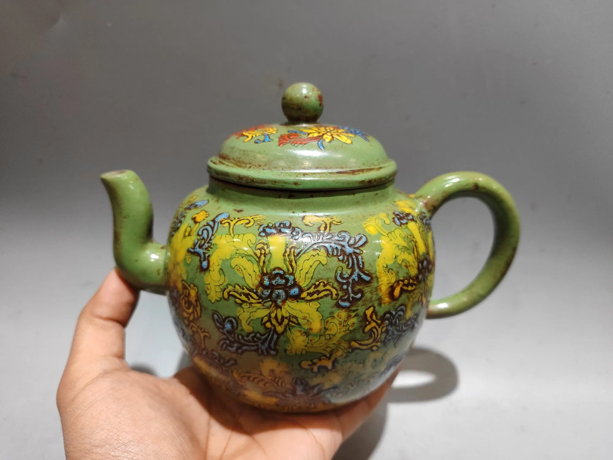 Purple teapot Yixing Purple Clay Teapot Mud painting Pointillism pot floral pattern Kettle Teapot