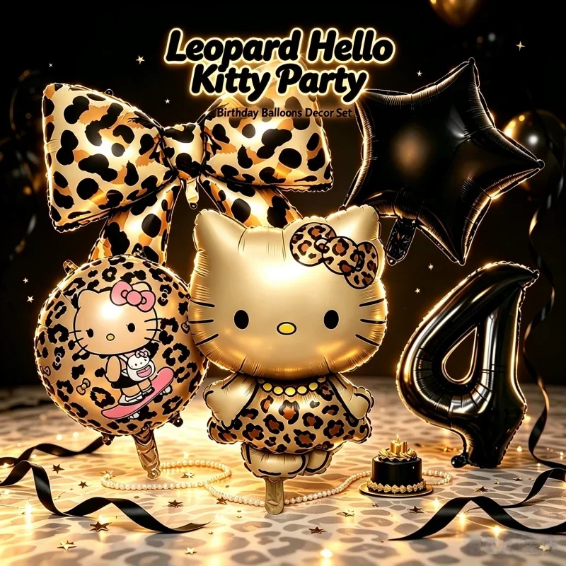 Cartoon Hello Kitty Themen-Tier-Zahlen-Folienballon-Set Kinder Geburtstag Konfetti Party Deko Zubehör Baby-Shower Spielzeug Geschenke – Detail 3
