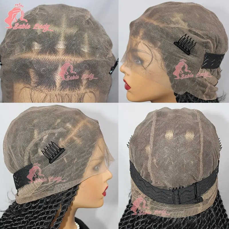 Perruque Full Lace Twist Tressée pour Femme Noire, Tresses Synthétiques, Boîte, Déesse Sans Nministériels d