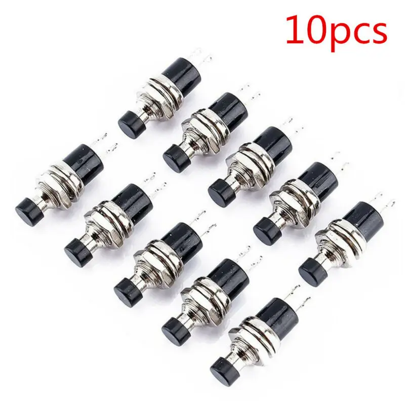 10Pcs Mini Momentary Lockless Instantaneous Contact Push Button Switches Ps-110 Black 1500V AC / Min -25-85degree Celsius