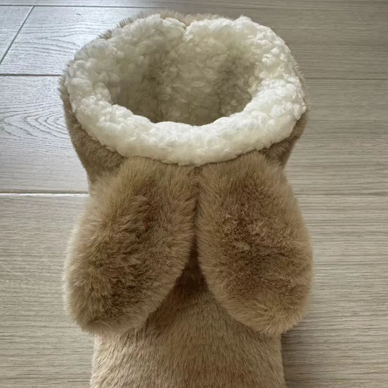 1Pair Socks women's Cute Rabbit Ear mid Tube Socks Furry Comfortable Warm Anti-Slip Indoor Casual Floor Socks