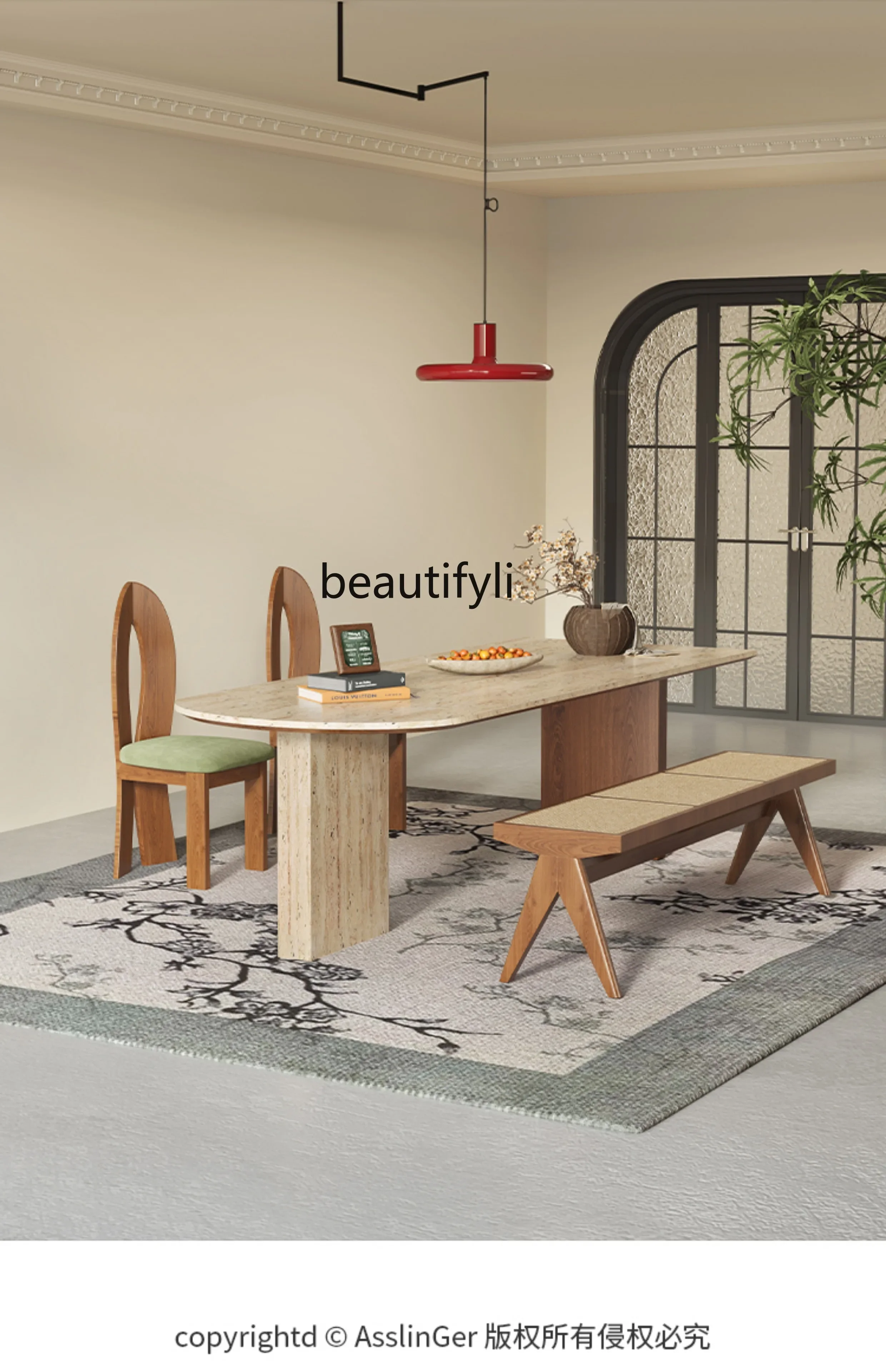 Table à manger en travertin, table à manger en marbre