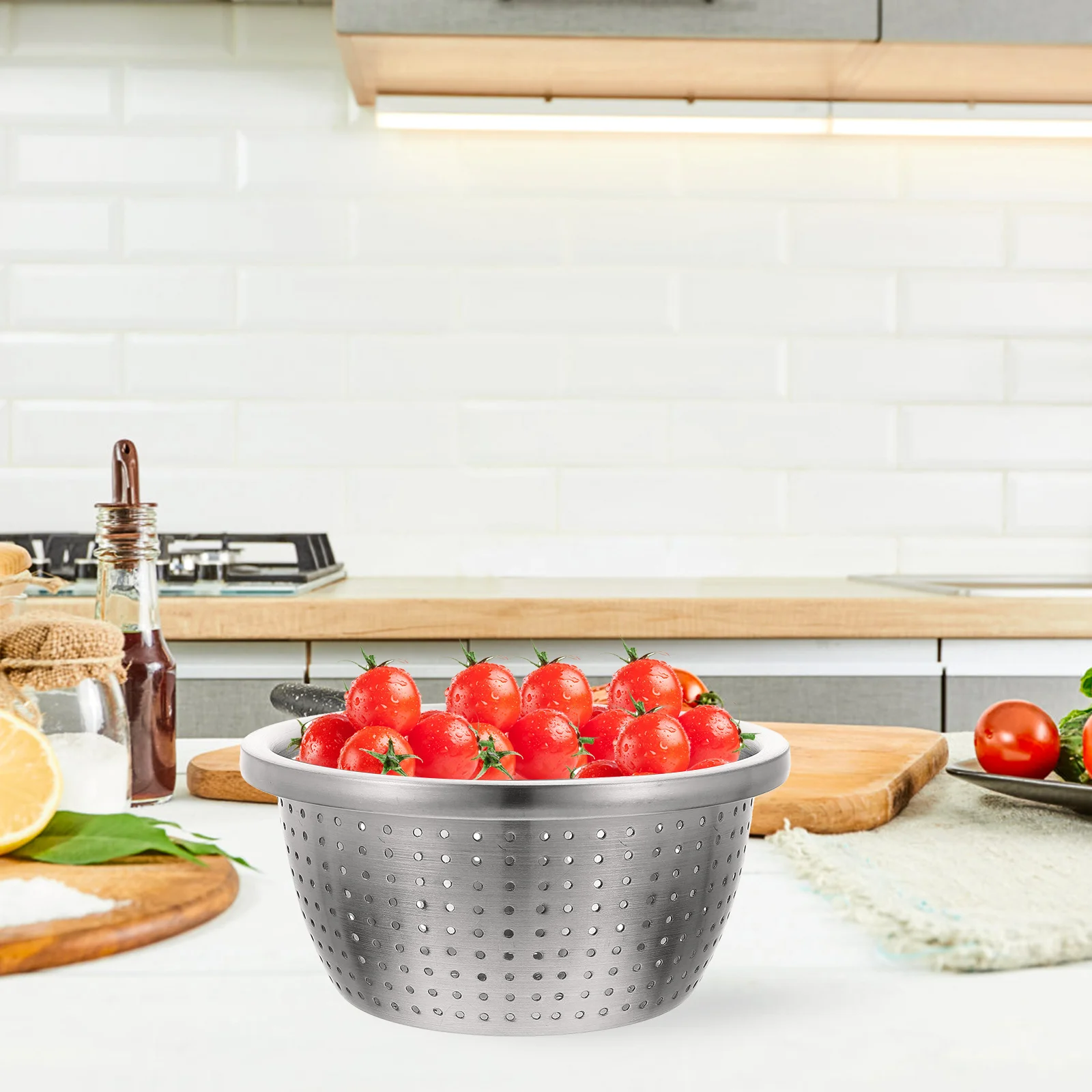 

Stainless Steel Fruit Vegetable Wash Bowl Strainer Drain Basket Storage Kitchen Gadget Thickened Mesh Design Easy