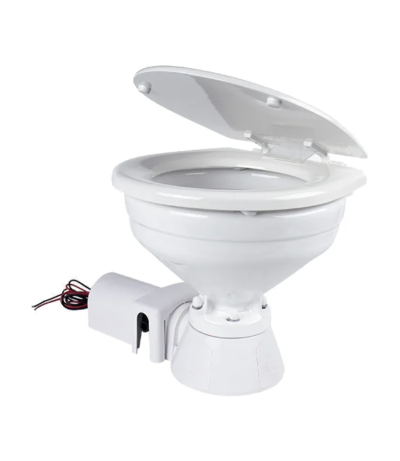 SEA FLO Modern 12V DC Electric Toilet for Marine Standard Design Dual-Flush Automatic Operation Square Bowl Shape P-Trap