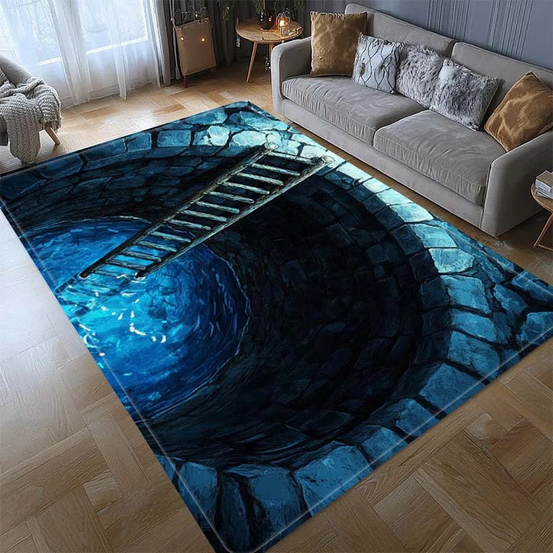 

Загадочный синий коврик-лестница для современных домов | Абстрактное искусство Декор пола | Уникальные коврики для гостиной Противоскользящий ковер