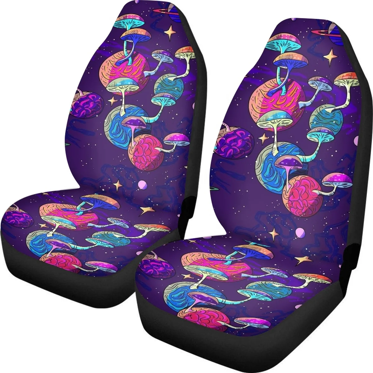 Universal Car Front Seat Covers Fantasy Mushroom Design Auto Intorior Decor Easy Clean Car Seat Cushion for Trucks Sedan