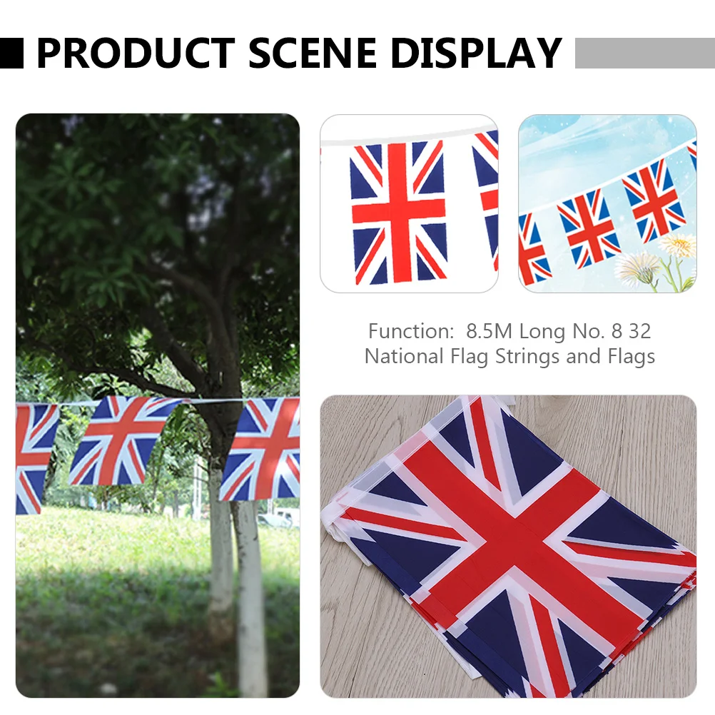 

1Set Uk Hanging Banner String Flag Party Decoration National Country Flags Festival String Flag Party Wall Hanging