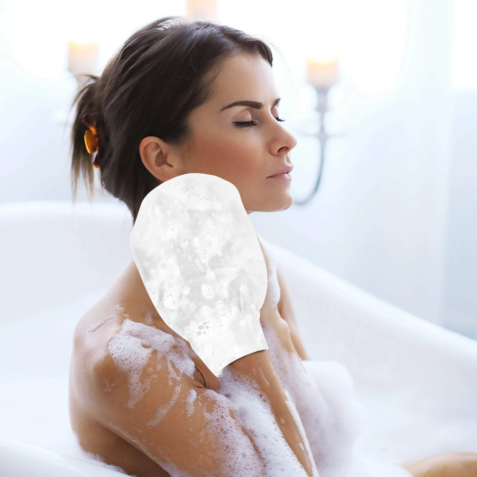 

Silk Bathing Glove Exfoliating Shower Scrubber Body Washing Soft Pink Cleansing Gloves Bath Tools Spa Accessories