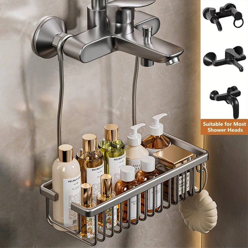 Duschregal, WC-Duschregal ohne Bohrinstallation, Badezimmer-Aufbewahrungskorb für Duschraum und Badeprodukte