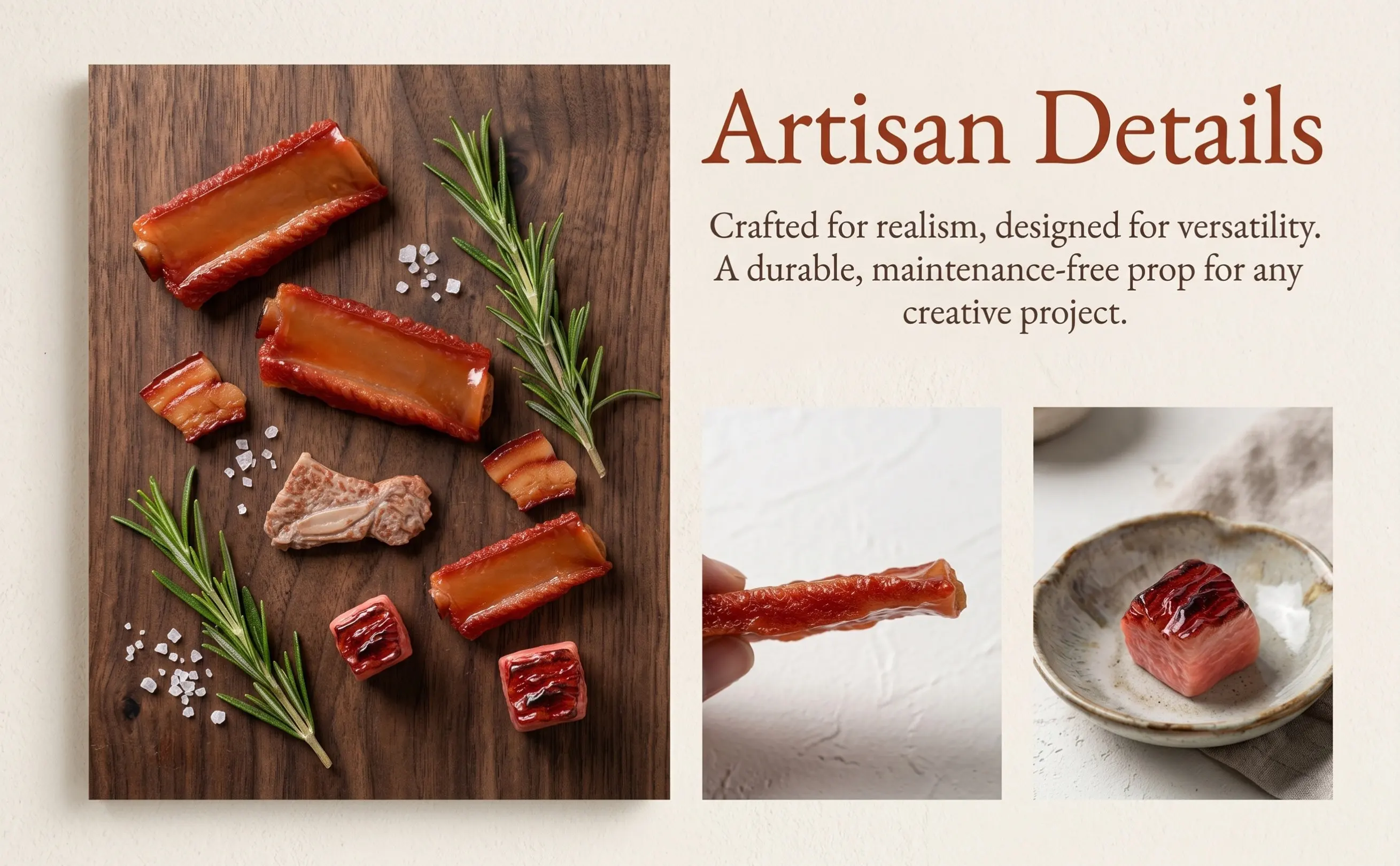 10Pcs Faux Braised Meat Ribs Food Props Lifelike Plastic Culinary Models for Kitchen Decor Restaurant Styling Photo Backdrop