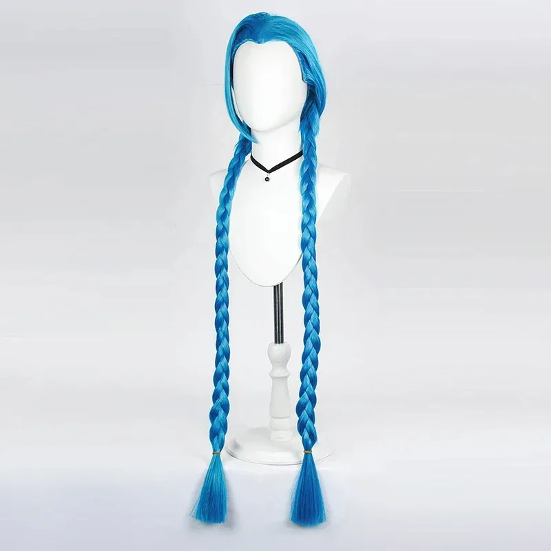 

in stock Game LOL Jinx Cosplay Wig Blue Long Braid Role Play Wigs Heat Resistant Synthetic Hair for Women Girls Halloween Party