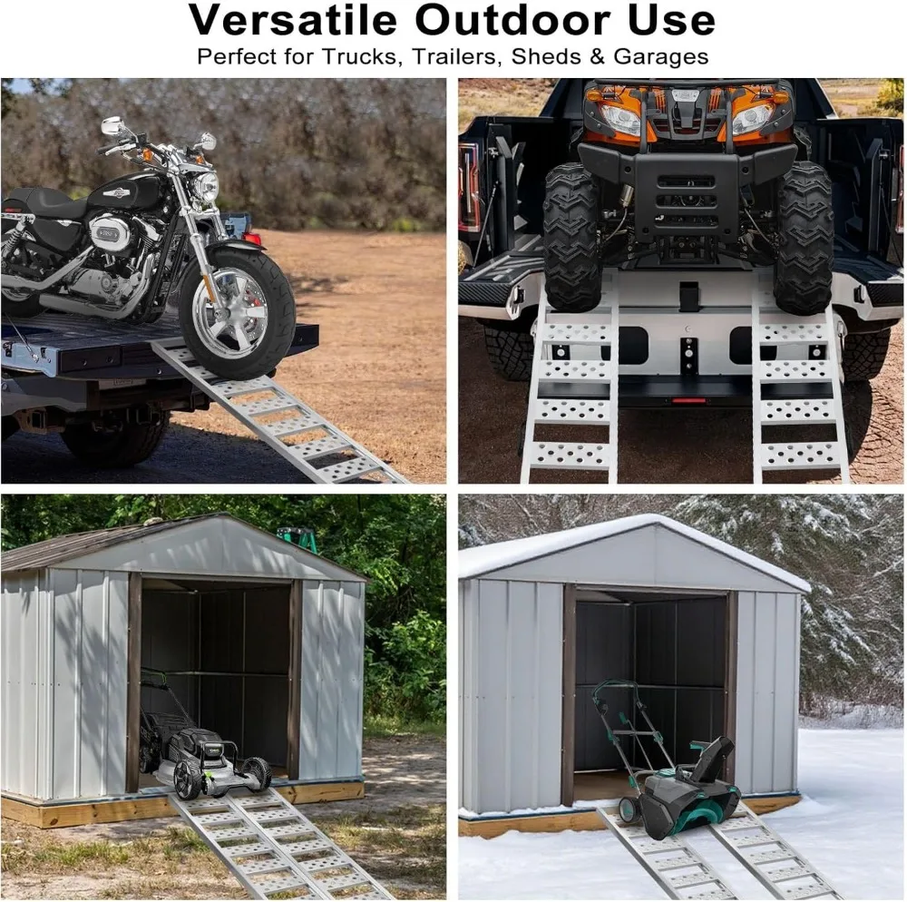 

2-Pack Aluminum Loading Ramps, 1300 lbs Capacity, 78" L x 12" W with Safety Straps for Trucks & Trailers