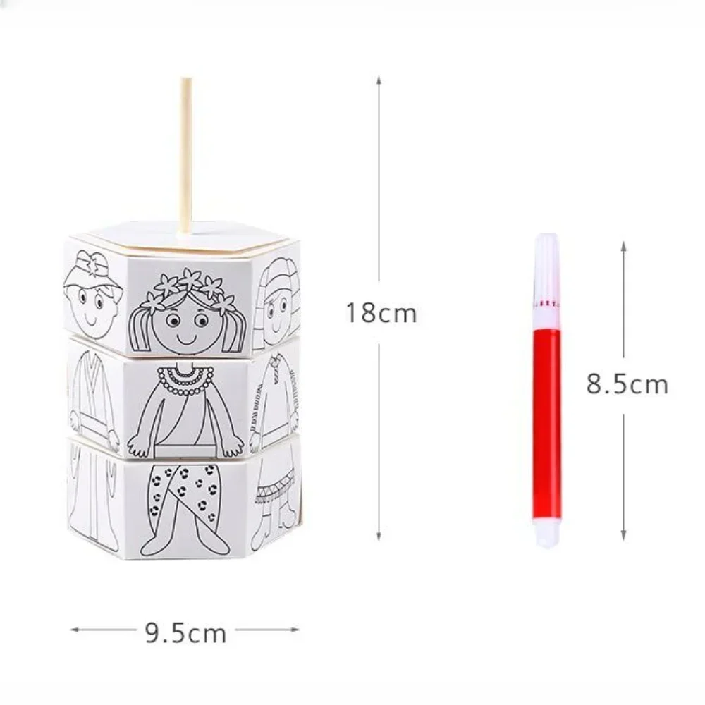 1set Children's DIY Craft Toys Novelty Painting Drawing Toys Color Filling Paper Rotating Graffiti Puzzle Kids Educational Toy