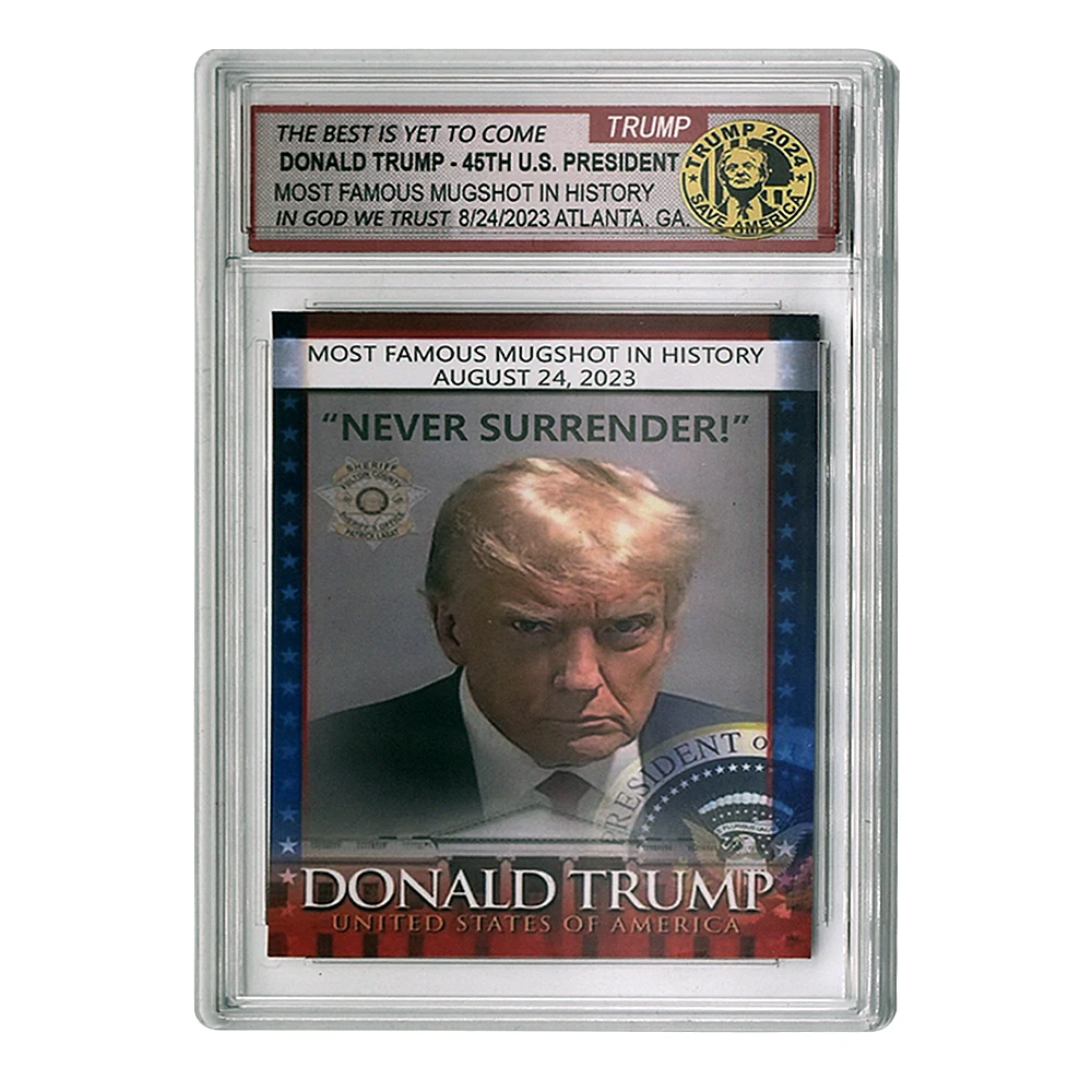 US President Donald Trump Trading Card Most Famous Mugshot in History 8/24/2023 Fight Rating Card Collection Gift