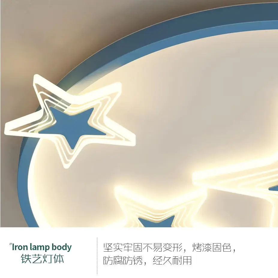 

Children's Room Led Ceiling Light Stars Shape Blue Pink Decor Girl Ceiling Lamp Dimmable Plafon Baby Chandelier Kids Room Light