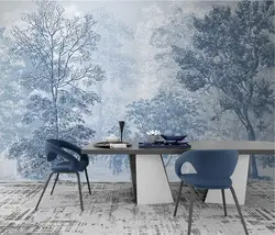 Custom blue forest woods Photo Wall Murals wallpapers for Living Room Bedroom Wall Paper 3D Mural wallpaper home Decor Stickers