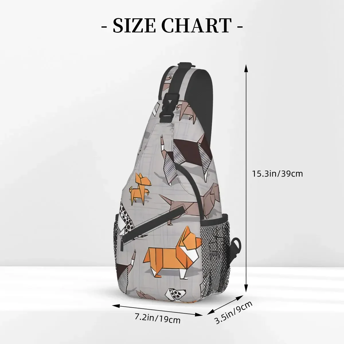 Origami Doggie Friends Crossbody Chest Bags Dachshund Pet Dog Pockets Travel Pack Messenger Sports Teens Shoulder Bag Unisex