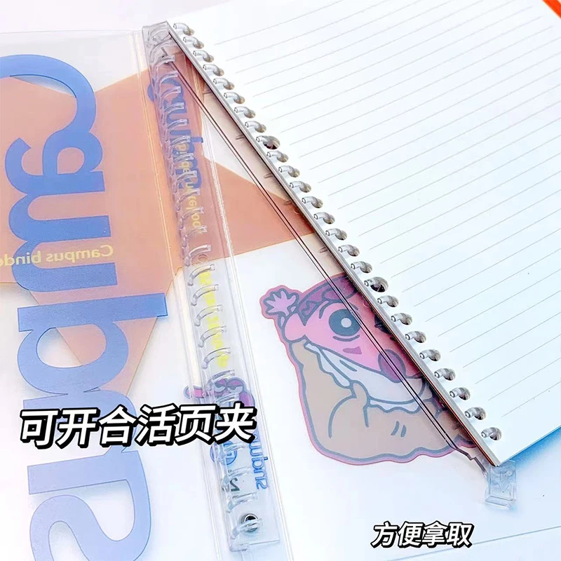 Crayon Shin Chan Transparently Cover Notebooks Kawaii Cute Anime Cartoon Student Handbook Stationery Notepad Girls Gifts