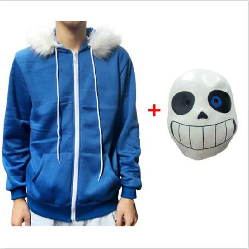 Sans Undertale Cosplay Hoodies Latex Mask FRESH SKELETON jacket sans plus velvet hooded zipper sweater 2019 Halloween Costume